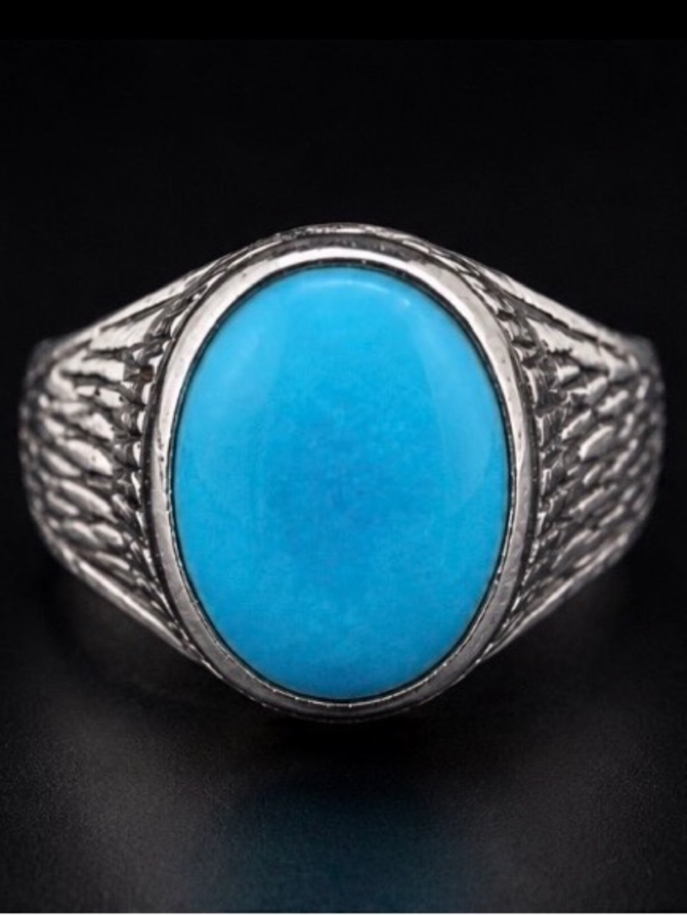 Silver Ring with Bright Turquoise Stone